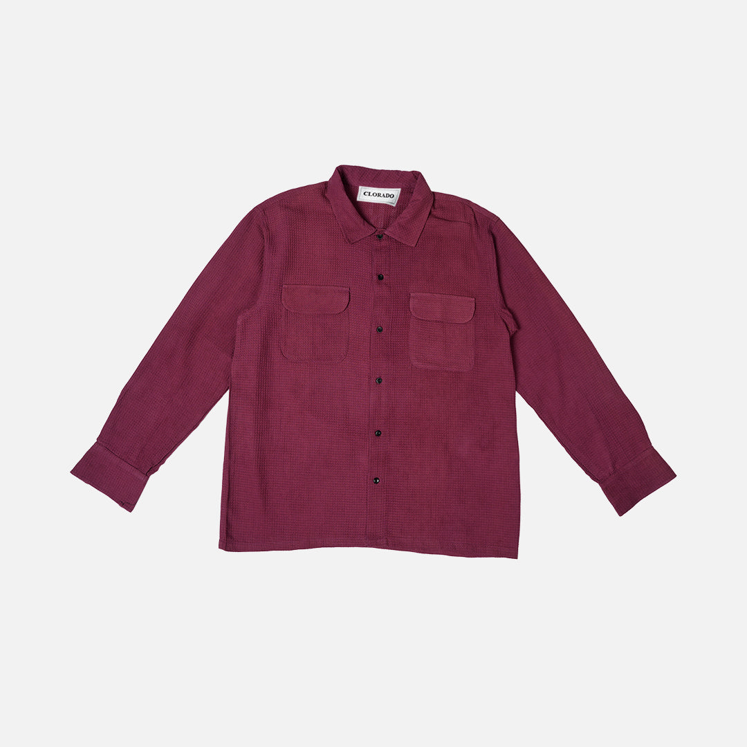 Burgundy Waffle Shacket