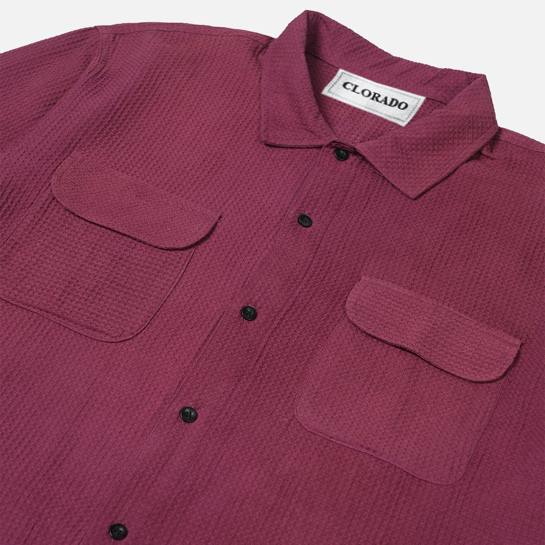 Burgundy Waffle Shacket