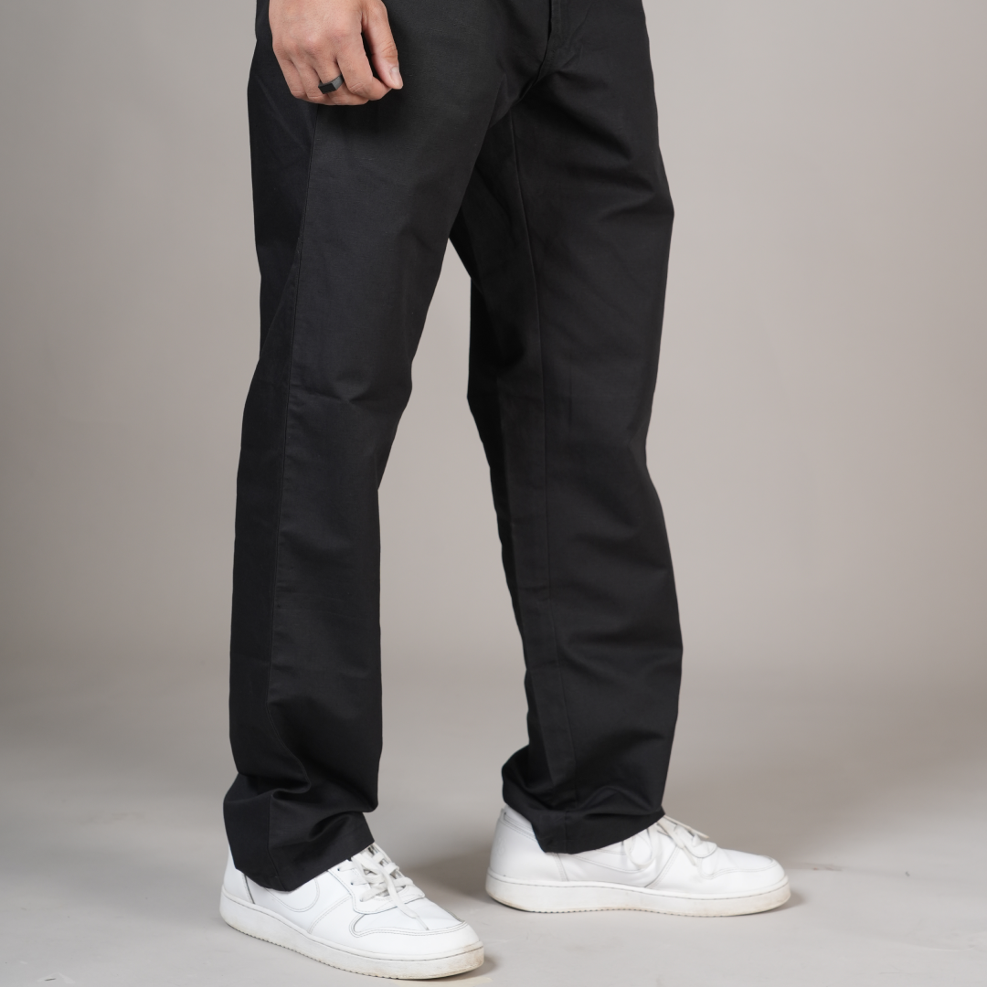 Cotton Linen Black Baggy Pant