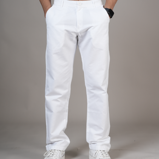 Cotton Linen White Baggy Pant