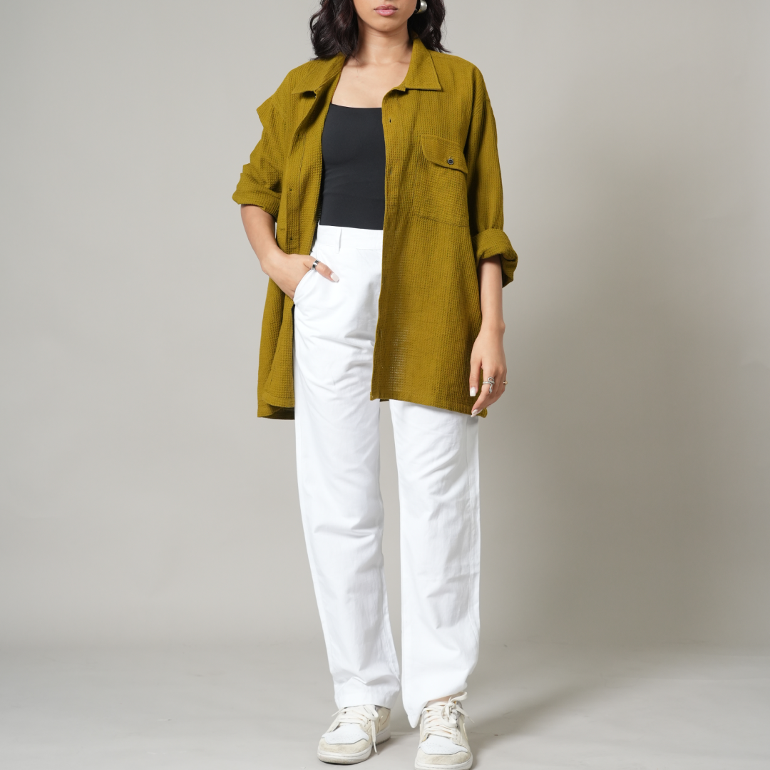 Green Waffle Shacket