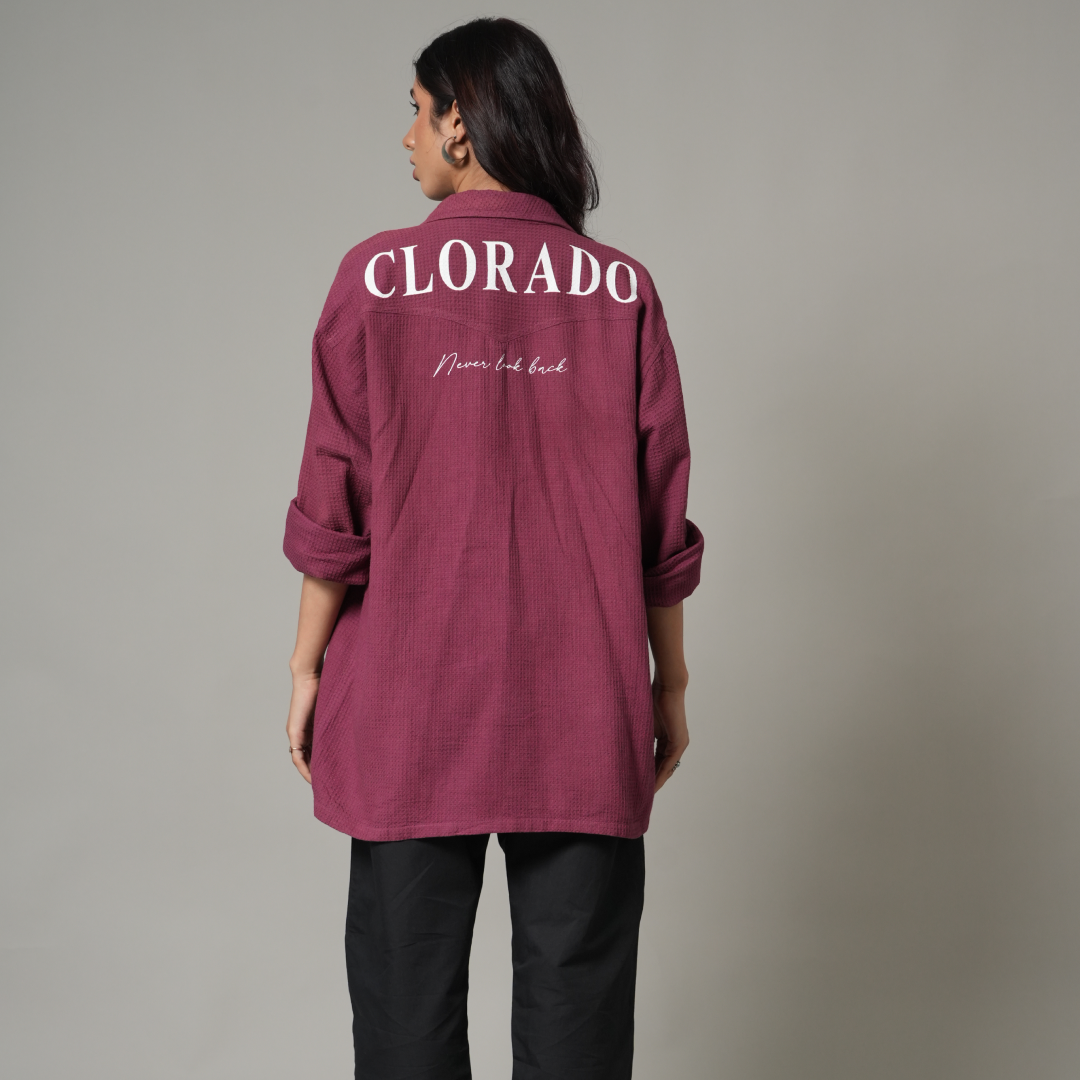 Burgundy Waffle Shacket