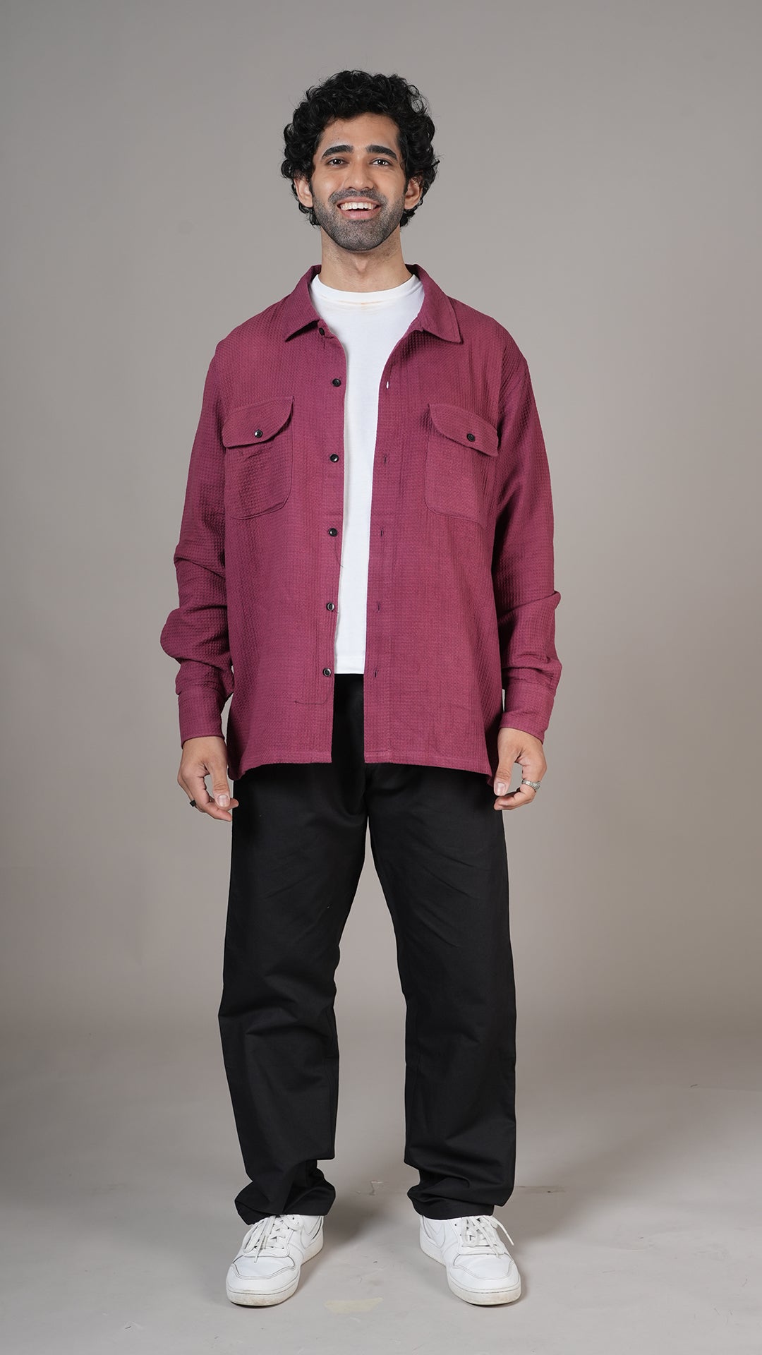 Burgundy Waffle Shacket